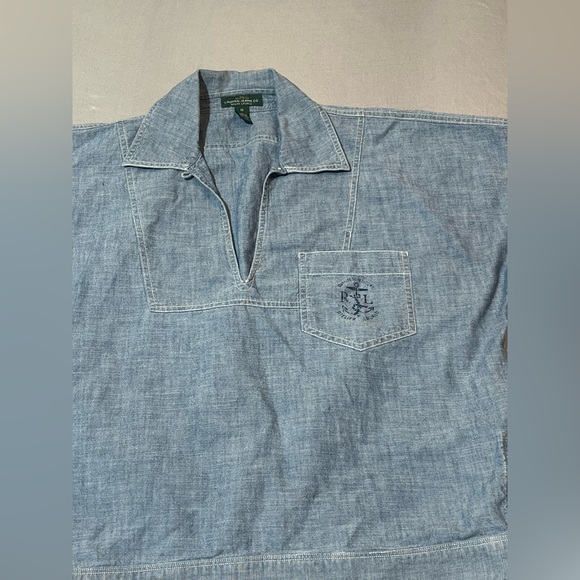 Lauren Jeans Co Ralph Lauren Chambray Denim 3/4 Sleeve Shirt Women’s Medium - Picture 2 of 7